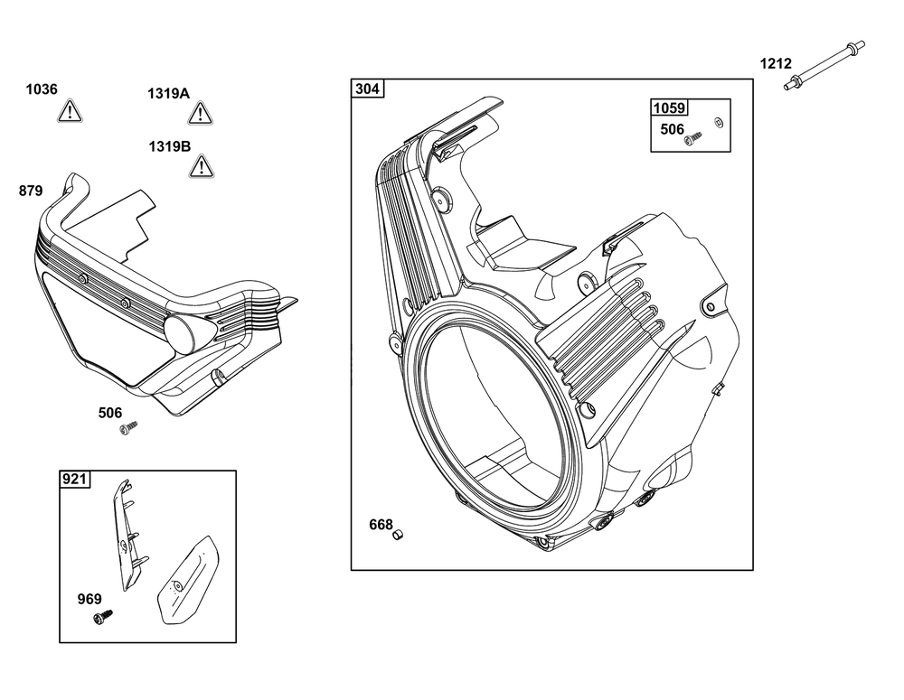 Blower Housing Group Diagram and Parts List for 61G377-0105-J1  Briggs and Stratton Engine